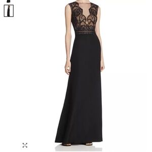 Tadashi Shoji Illusion Lace-Bodice Gown